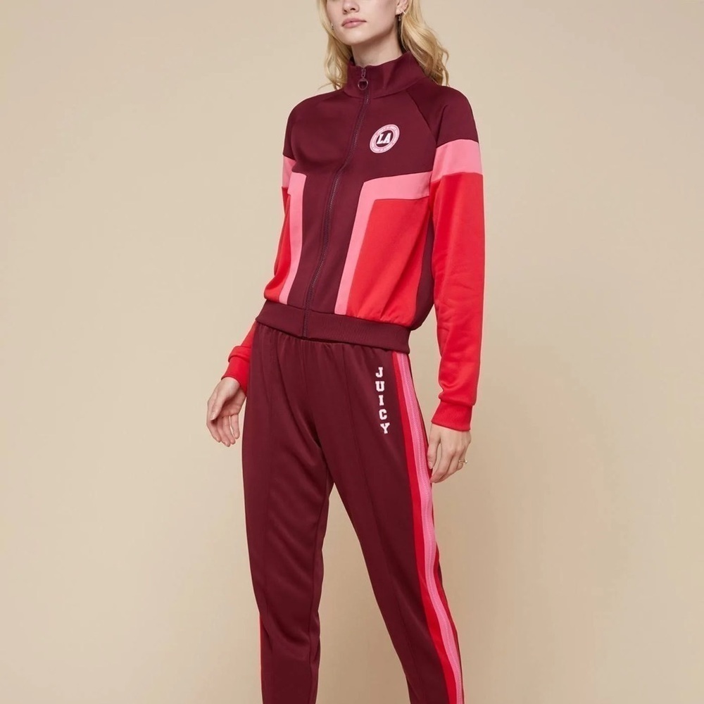 Juicy Couture Claret JXJC Colorblock Tricot Track Jacket Size Large